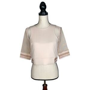 Stylish Cream Mesh Sleeve Crop Top